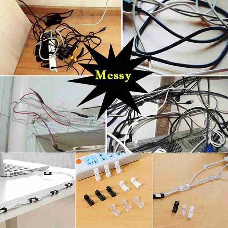 Bộ 16 miếng dán cố định dây cáp máy tính hai mặt