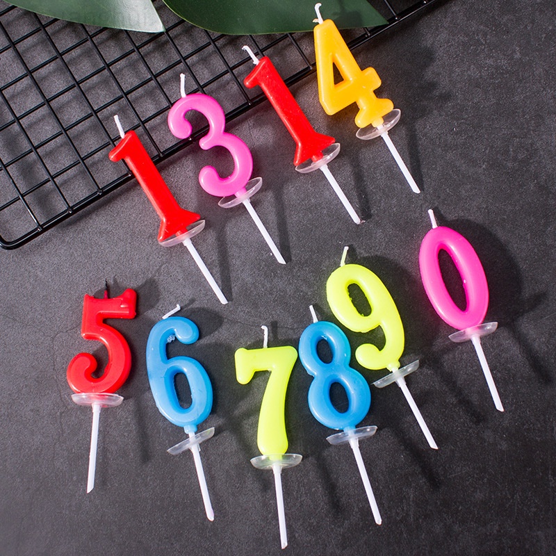 Nến số 0-9 màu ngẫu nhiên trang trí bánh sinh nhật