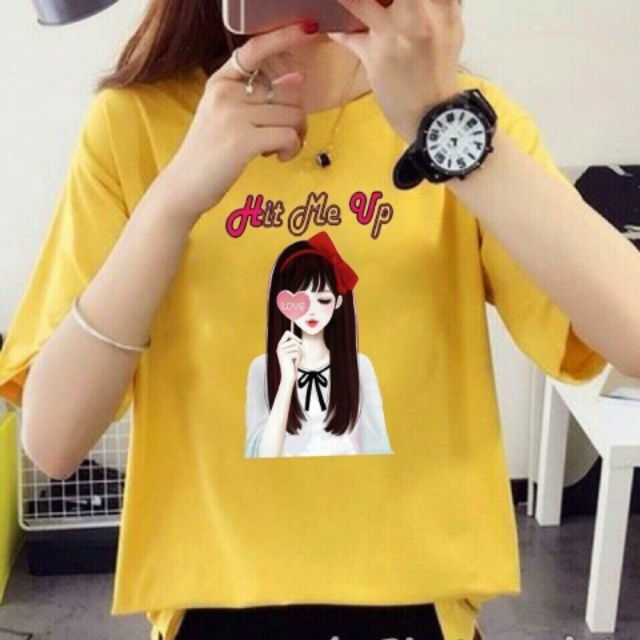 Áo thun in hình cô gái cho bạn gái