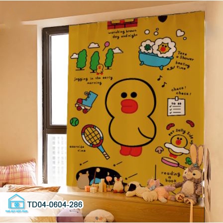 Rèm cửa sổ chống nắng tiện lợi Tín Phát Decor, rèm cửa dán tường dể giặt bst Gấu cute
