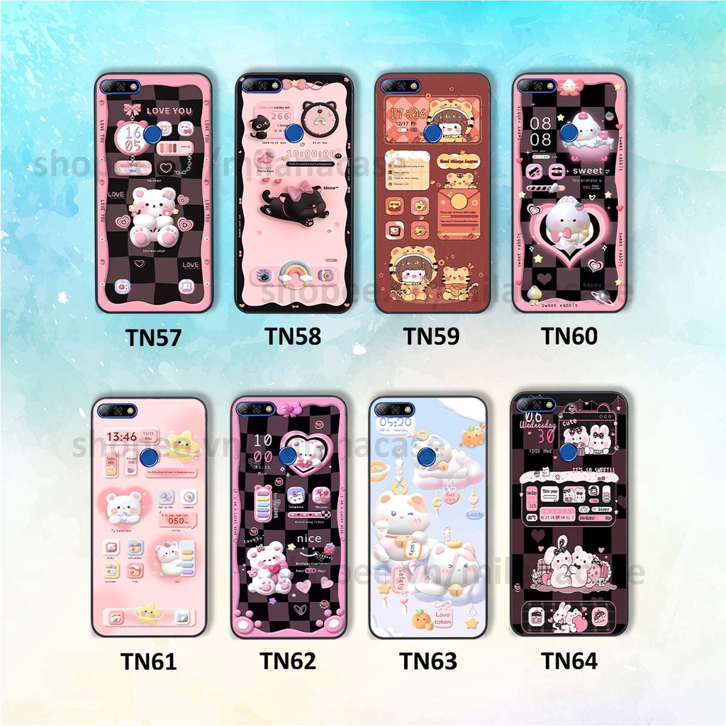 Ốp Huawei Y7 Prime 2018 / Y7 Pro 2018 hình đồng hồ icon gấu mèo cute cực dễ thương ngộ nghĩnh