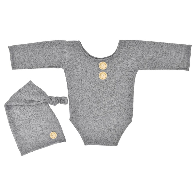 Bộ Áo Liền Quần Bằng Cotton Dệt Kim Kèm Nón Dành Cho Bé