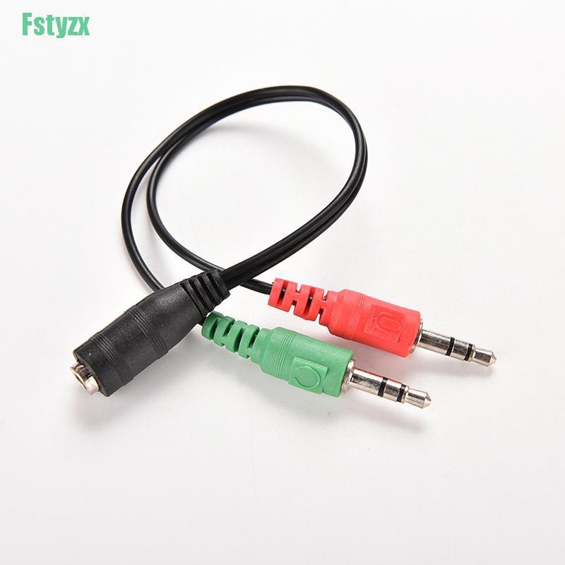 fstyzx 3.5mm Female to 2 Dual Male Jack Plug Audio Stereo Headset Mic Splitter Cables