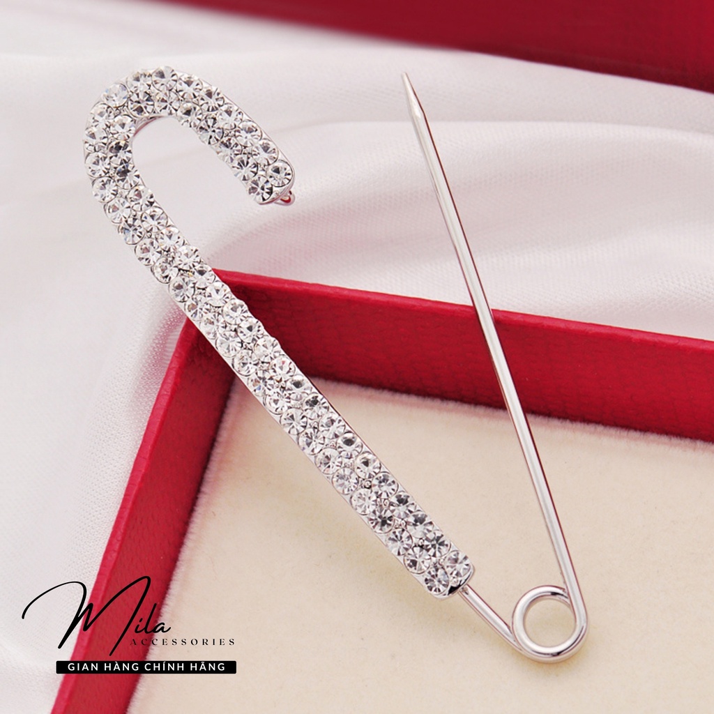 Trâm cài áo nữ đính đá đẹp MILA PK102 ❤️SANG TRỌNG❤️Titan cao cấp không gỉ kết hợp đính đá trắng Mila Accessories