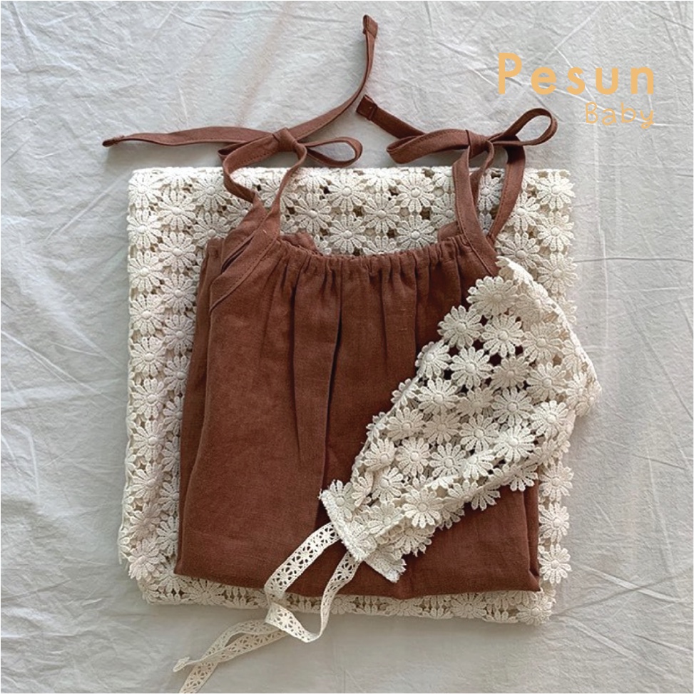 Áo Đầm Body 2 Dây Màu Đỏ Gạch Cho Bé Gái Từ 0-2 Tuổi