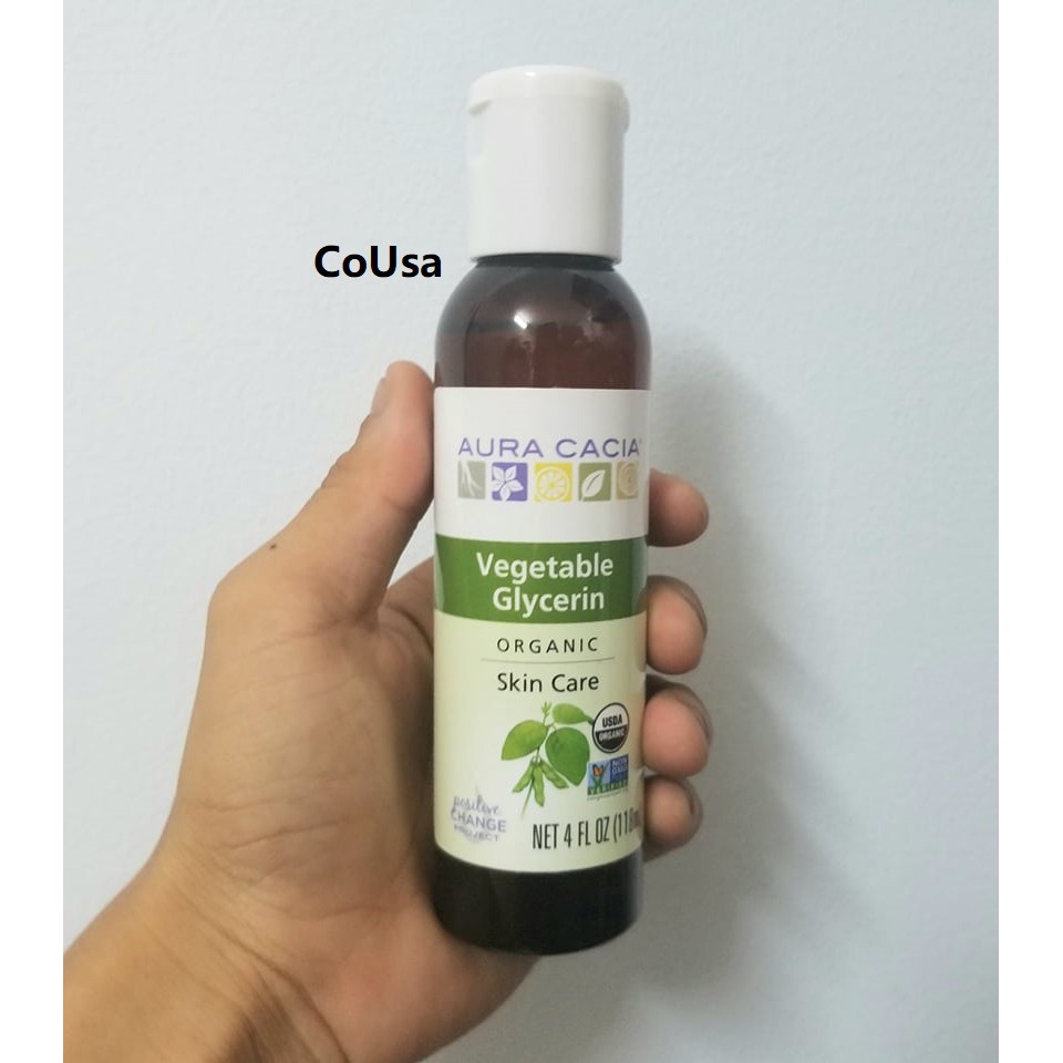 [ Nhập Mỹ ] Dầu Aura Cacia Vegetable Glycerin USDA Organic Skin Care 118ml