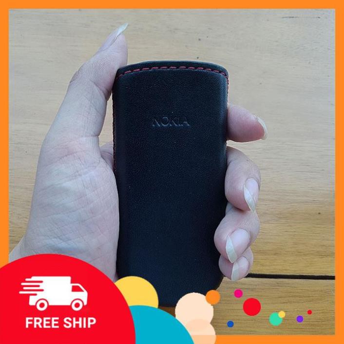 Bao da điện thoại NOKIA 6700 - Da bò thật - Đồ da thủ công - Màu đen BV0069 - ATShop2