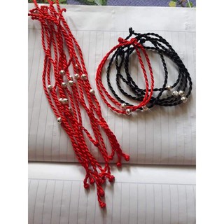 vòng tay chỉ đỏ mix bi bạc