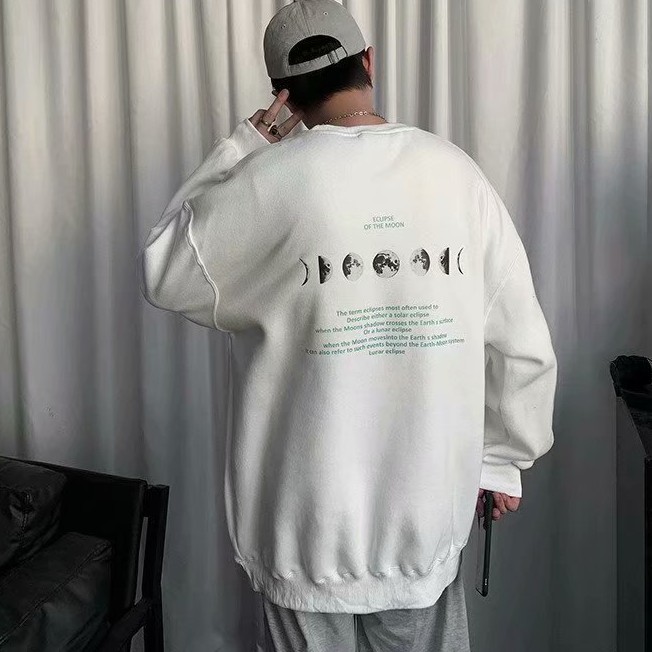 Áo Thun Nỉ Hàn Quốc Phối Họa Tiết 4 Màu Cho Nam Nữ M-3Xl