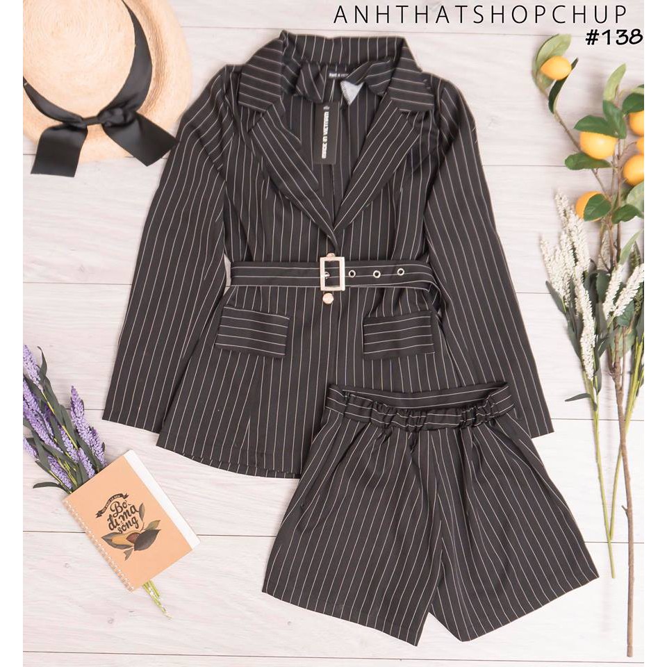Set vest sọc sang chảnh