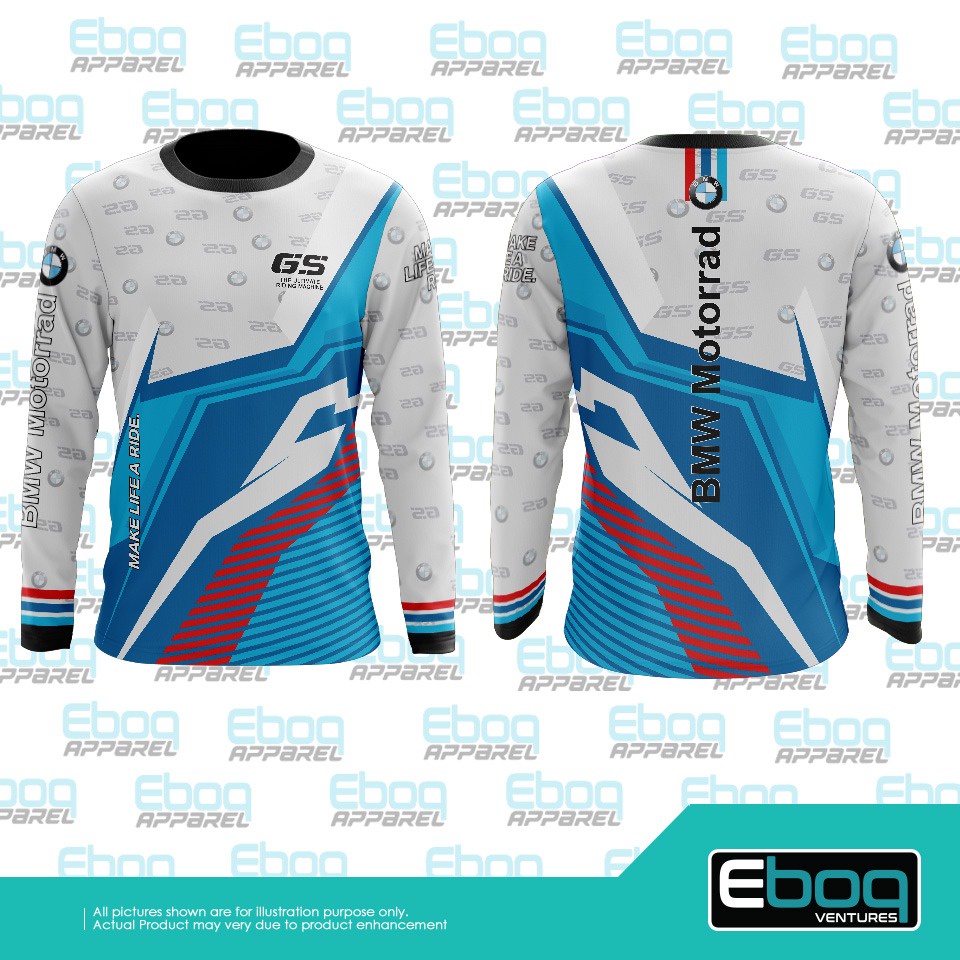 Tshirt 05 BMW GS WHITE Eboq sublimation / Áo Thun Tay Dài Sợi Nhỏ Eboq Jersi / Plus Size Lớn In Jersey 3D