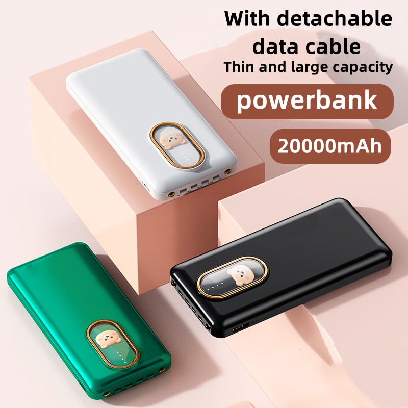 Pin Sạc Dự Phòng DX122 20000mAh Dung Lượng Lớn Thiết Kế Dễ Thương Với 4 Dây Cáp Sạc Tiện Dụng