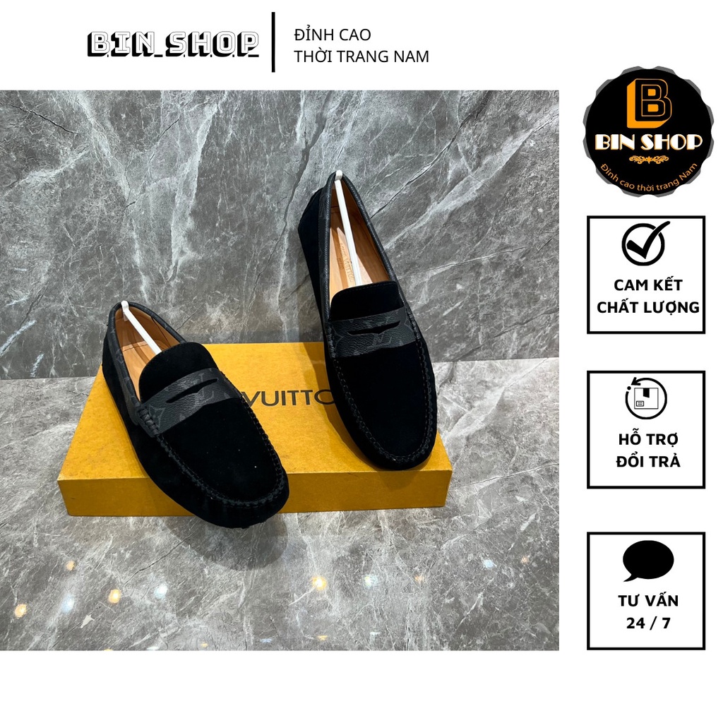Giày lười nam da lộn L. V cao cấp -BIN SHOP