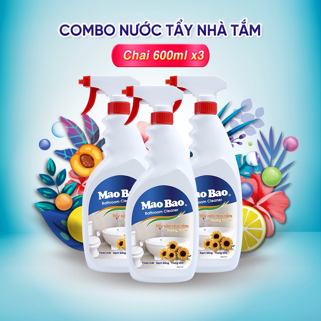 Combo 3 Chai Nước Tẩy Nhà Tắm Mao Bao 600ml