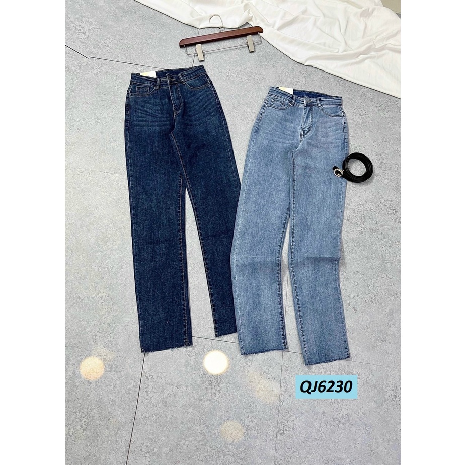 Quần jeans ống đứng rách gối lưng cao phủ rốn QJ6231 | WebRaoVat - webraovat.net.vn