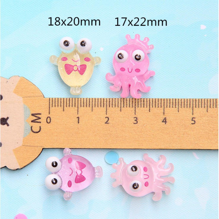 Sticker jibbitz gắn dép sục Crocs hình bạch tuộc trong suốt