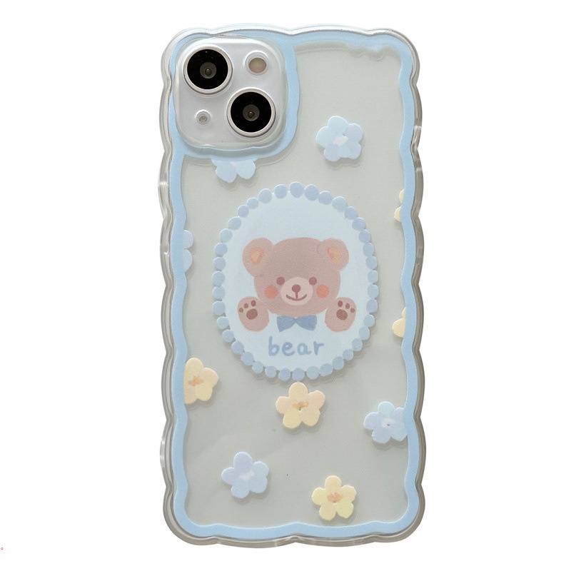 Ốp Điện Thoại Trong Suốt Họa Tiết Hoa / Gấu Hoạt Hình Dễ Thương Cho IPhone 13 11 12 Pro Max XR Xs Max 6 7 8 Plus