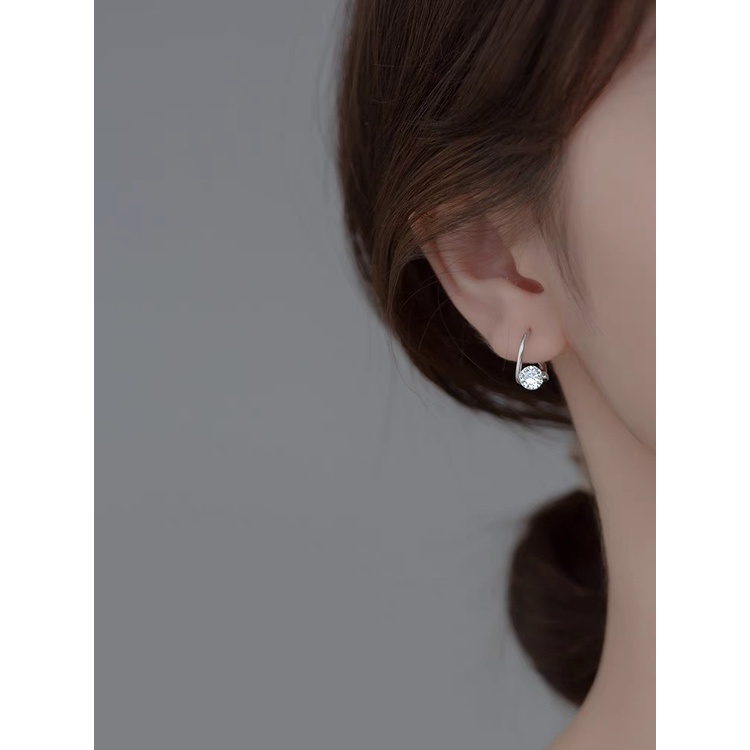 Khuyên tai bạc nữ tròn đính đá to cá tính DUYSON SILVER, bông tai bạc Ý 925 mạ vàng 14k cao cấp (1 đôi) [KVDDXK20]