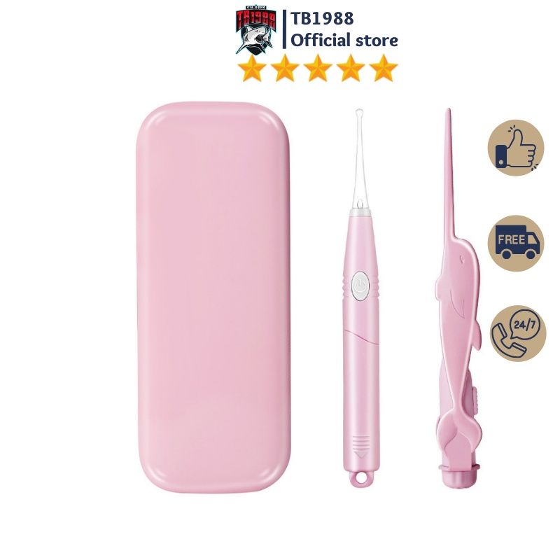 Bộ dụng cụ lấy ráy tai kèm nhíp gắp có đèn phát sáng màu hồng TB002