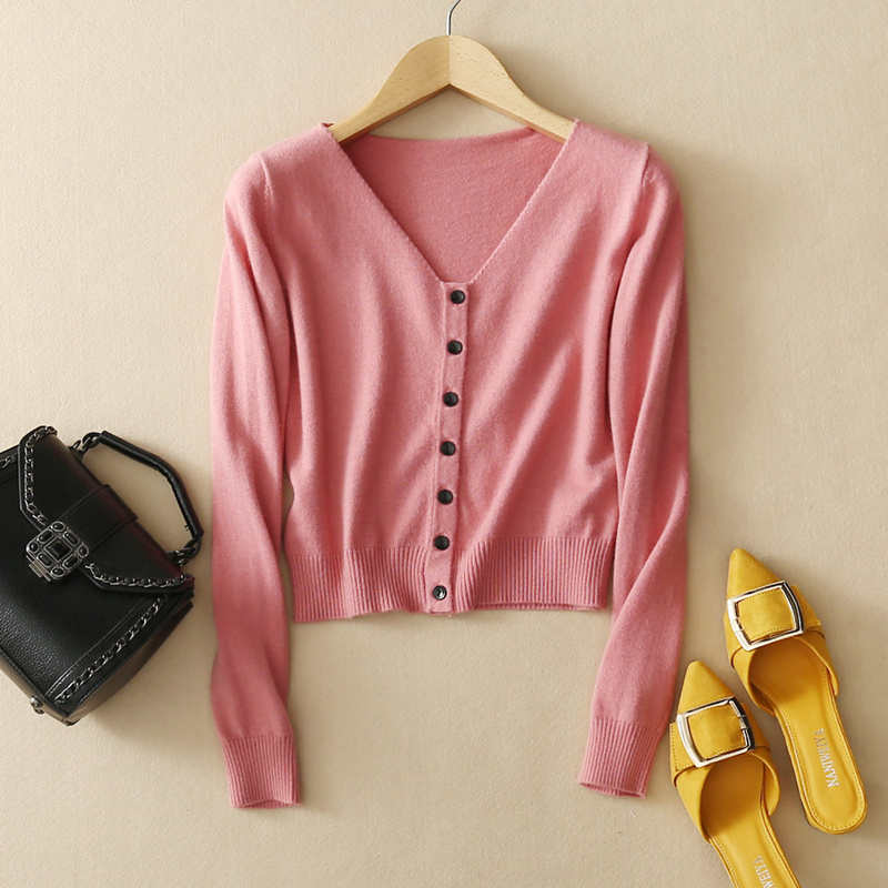 SUXI Áo Cardigan Dệt Kim Tay Dài Lưng Cao Màu Trơn Thời Trang Mùa Thu Cho Phái Nữ