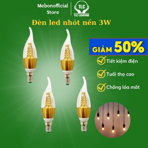 Bóng đèn Led nến quả nhót đuôi gắn lắp đèn chùm đui xoáy ánh sáng vàng bền đẹp- Bảo hành chính hãng