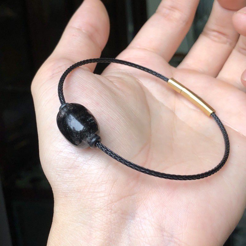 Vòng tay lu thống đá T.A tóc vàng, tóc đen, quamarine đầu xuôi đuôi lọt khóa bấm cao cấp