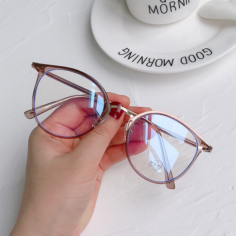 Mắt Kính Chống Bức Xạ Gọng Tròn Bằng Kim Loại Thời Trang Hàn Quốc Cổ Điển