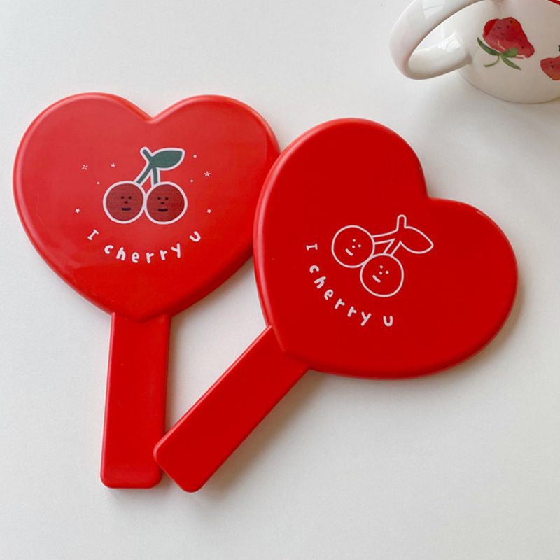 Gương Trang Điểm Cầm Tay Hình Trái Tim Hoạt Hình Phong Cách Vintage