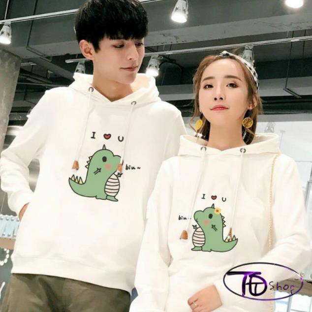 Hoodie ⚜️ Áo cặp ⚜️ Đồ Đôi Hoodie tình yêu khủng long 2020 nỉ bông cao cấp | BigBuy360 - bigbuy360.vn