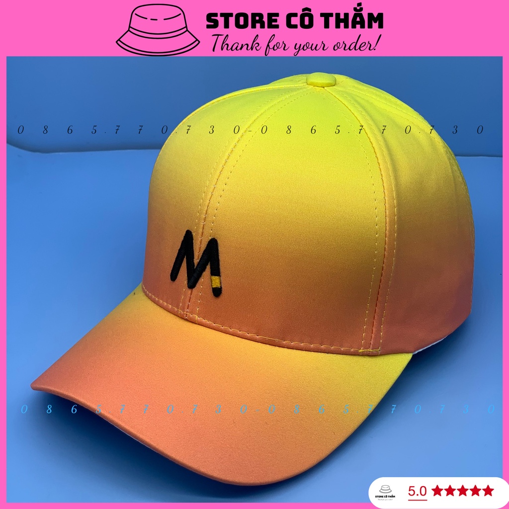 Nón kết M loang màu cá tính, Mũ Lưỡi Trai Thêu Chữ M Sắc Nét phong cách nam nữ