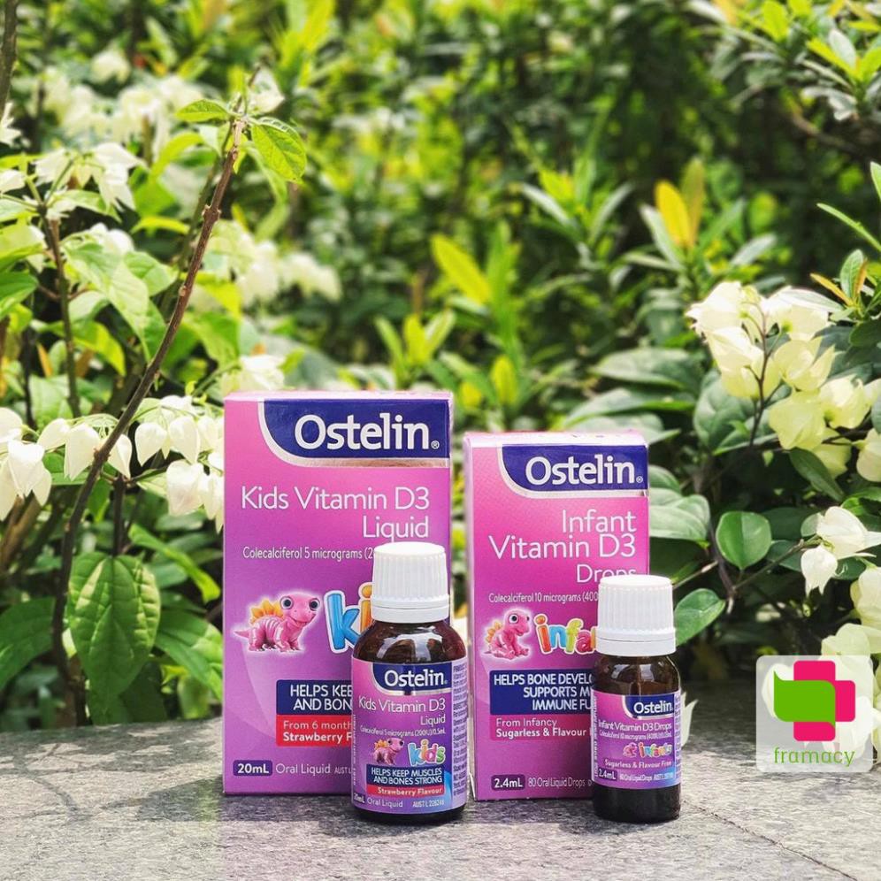 Vitamin D3 Ostelin Liquid/Drops, Úc (20ml/2.4ml) dạng nước/giọt cho trẻ nhỏ