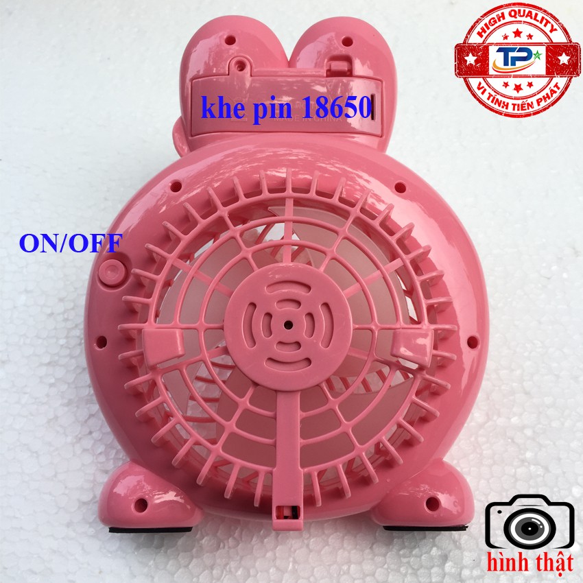 Quạt sạc tích điện mini hình Thỏ thiết kế cute xinh xắn dễ thương gió mạnh chạy êm, mát rất tiện lợi