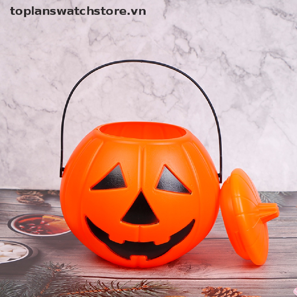 【toplanswatchstore】 Halloween Party Props Plastic Pumpkin Bucket Decorate Halloween Decoration