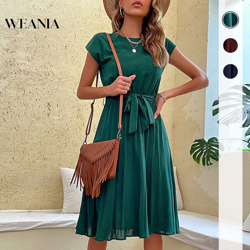 Đầm Mini Xếp Li Phối Dây Thắt Thanh Lịch Dành Cho Nữ