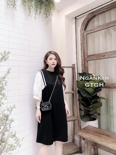 váy suông nữ,đầm suông nữ tay lỡ bo viền chất đũi 1 màu xinh xắn ( váy thủy thủ)