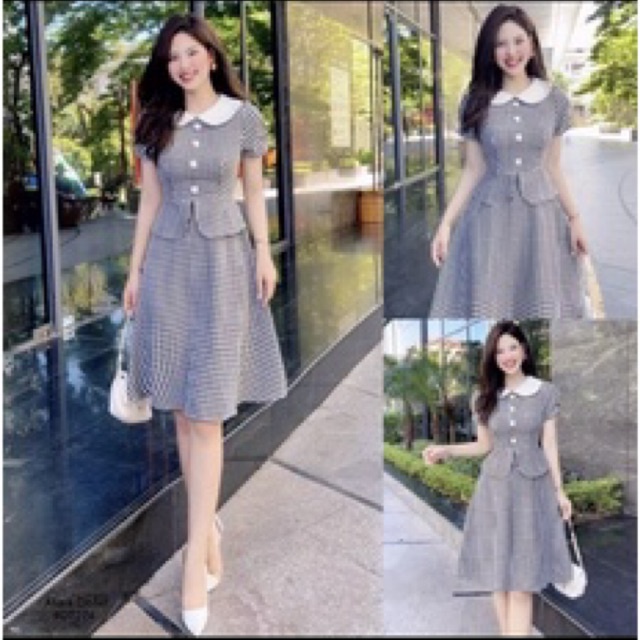 Đầm Caro cổ sen công sở dạo phố Caro Dress Ty Fashion D006 | BigBuy360 - bigbuy360.vn