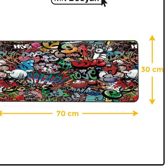 Miếng Lót Chuột Chơi Game Họa Tiết Graffiti Xl - 70x30 cm - 70x30cm