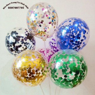 (Rẻ Vô Địch) Bóng Bay Kim Tuyến Trong Suốt Có Nhũ Bên Trong Size 25Cm Trang Trí Sinh Nhật