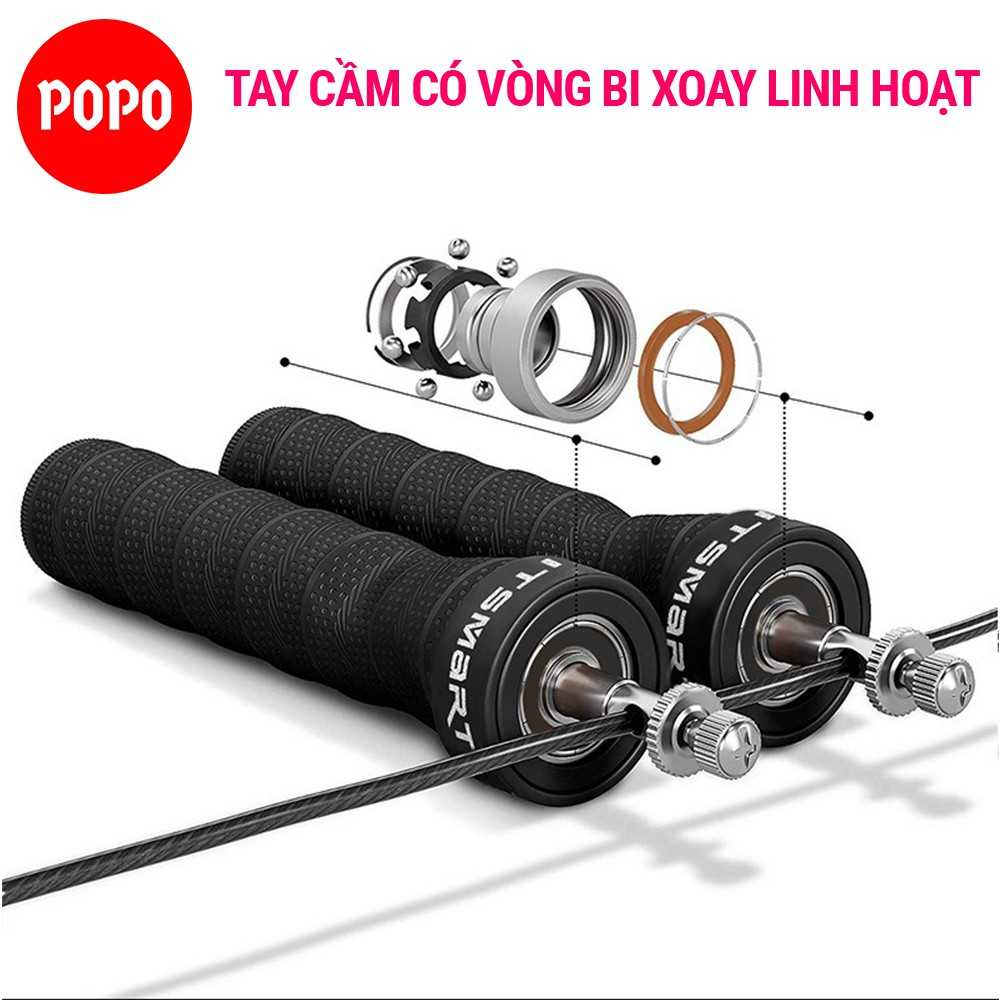 Dây nhảy tốc độ POPO TS81 tập thể lực thể thao dành cho nam và nữ, kèm các phụ kiện hỗ trợ mức lực