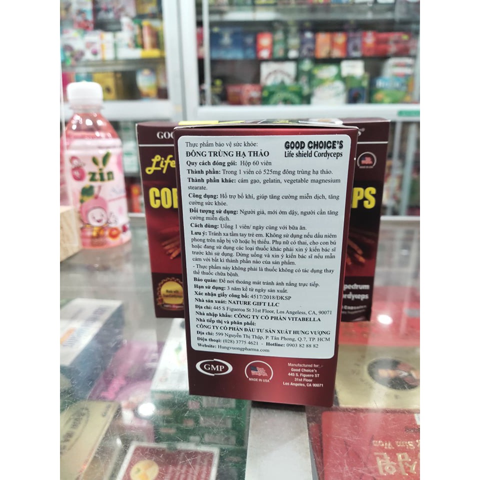Viên uống Đông trùng hạ thảo Cordyceps LifeShield⚡Nhập khẩu Mỹ⚡Hộp 60 viên Giúp bồi bổ cơ thể và chống lão hóa