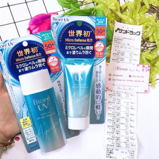 (Chuẩn Auth,có bill Nhật) Kem chống nắng biore UV Aqua Rich Watery Nhật Bản