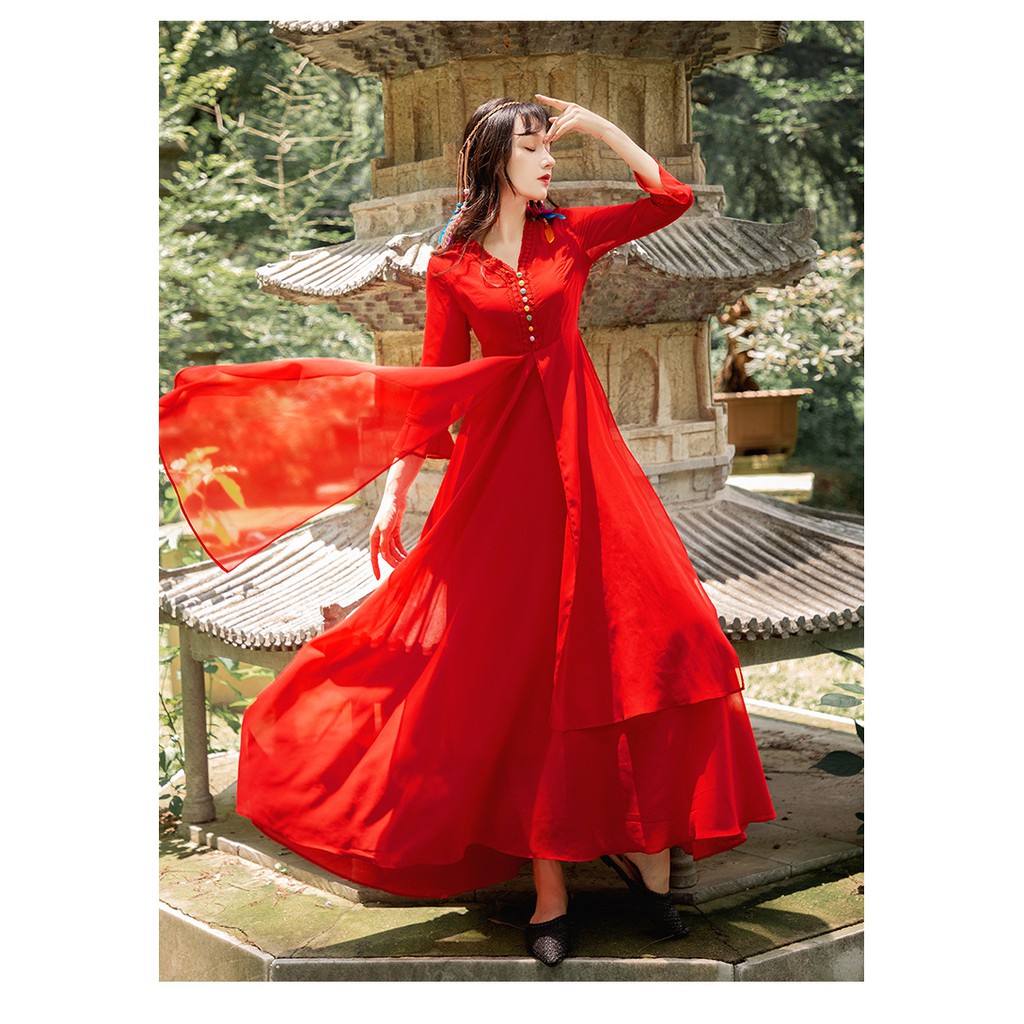 Váy Maxi Vintage Sa Mạc Đỏ