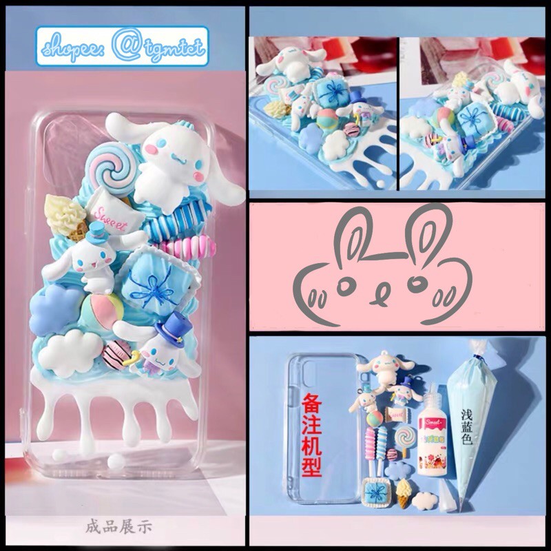 [Video] Bộ kit keo kem tự trang trí ốp lưng điện thoại charm Sanrio Cinnamoroll đáng yêu