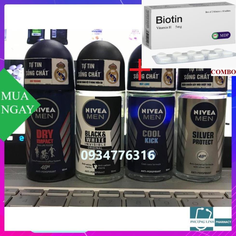 Combo Biotin 5mg+ LĂN NGĂN MÙI NIVEA NAM