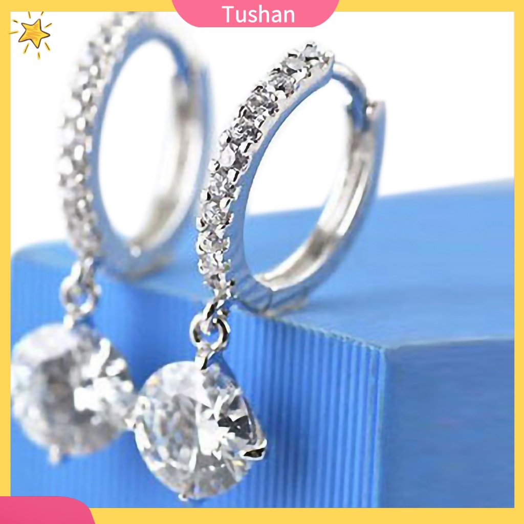 Bông tai đính pha lê lấp lánh thời trang sang trọng cho nữ