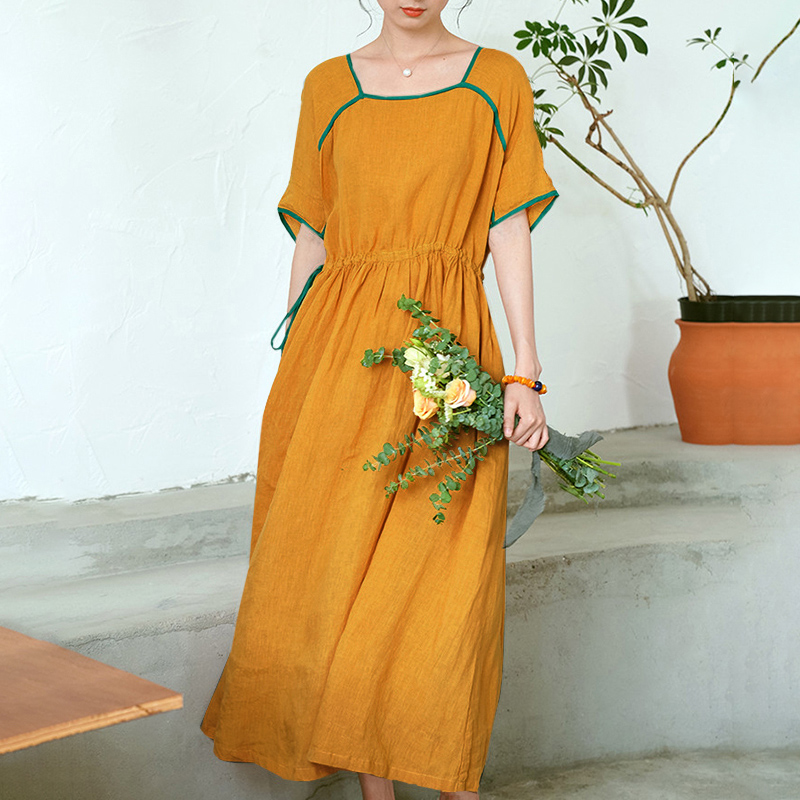 Đầm Nữ ZANZEA Dáng Dài Tay Ngắn Phong Cách Vintage Thời Trang