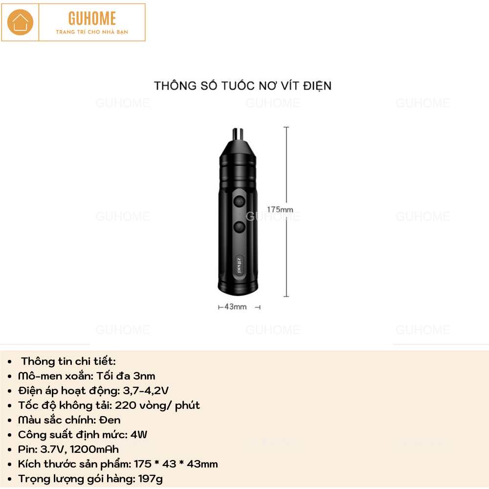 Bộ Tua Vít Điện Không Dây Mini Nhỏ Gọn Đa Năng