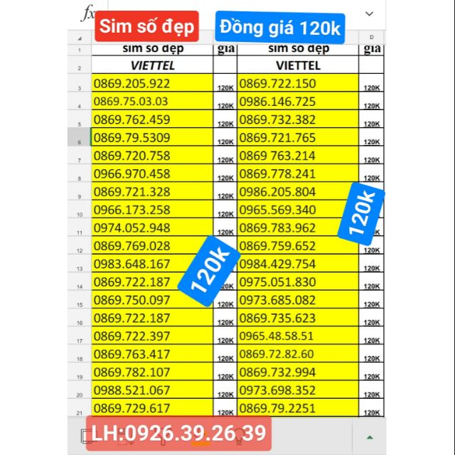 Sim viettel 10 số đồng giá 120k