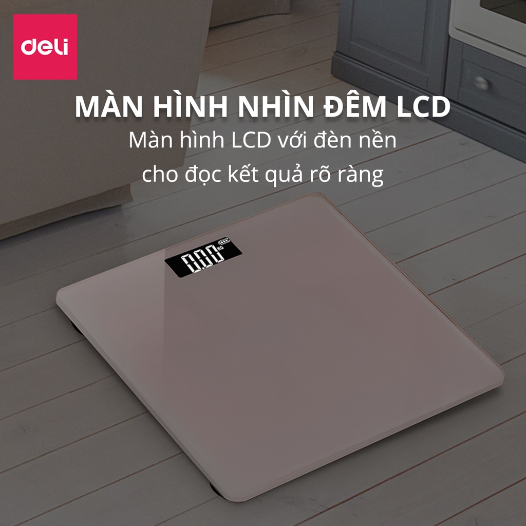 Cân điện tử sức khỏe Deli - Thiết kế mới, Màu đen sang trọng - E86120