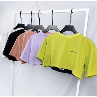 SET ÁO THUN CROPTOP KÈM BRA FORM RỘNG TAY LỠ ULZZANG - ÁO NHÓM CROP NGẮN TAY SCRN 6